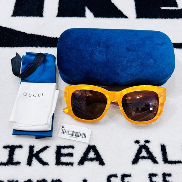 GUCCI AUTHENTIC 1110 Yellow Pearl Chunky Bio Based Bold Sunglasses GG1110S 004 - Picture 1 of 8